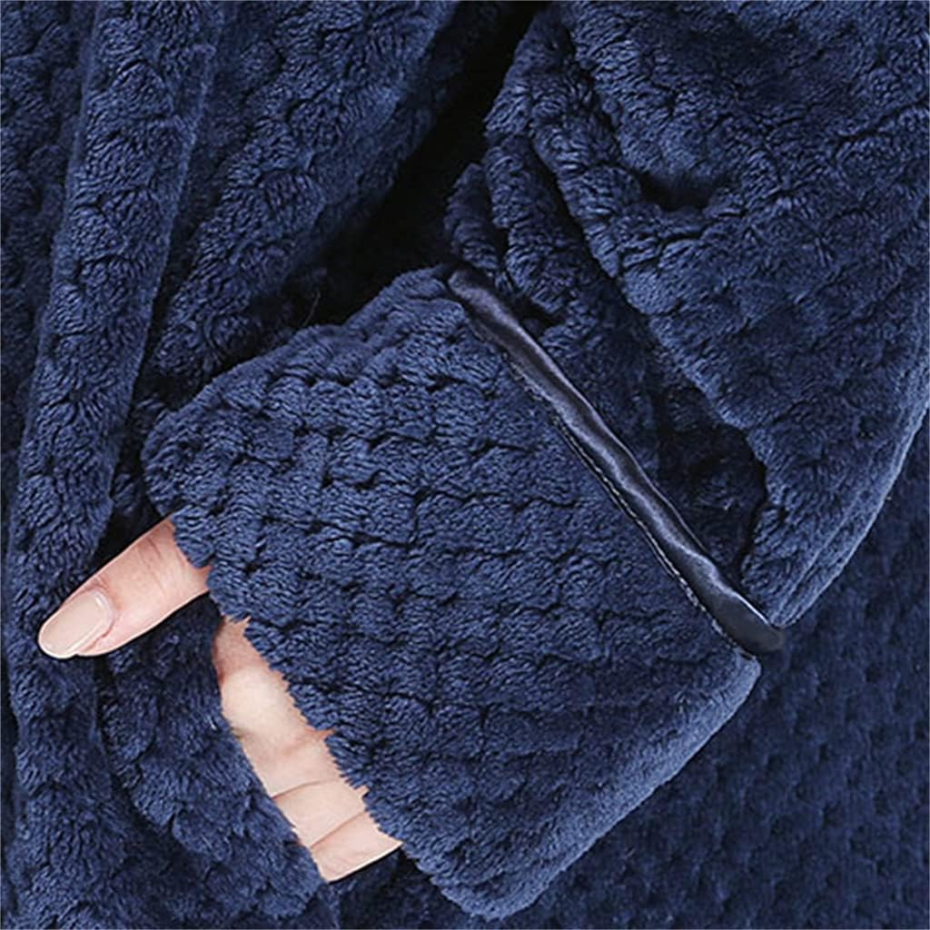 Bathrobe Men's Autumn and Winter Zipper Nightgown Flannel Thickening and Lengthening Home Service