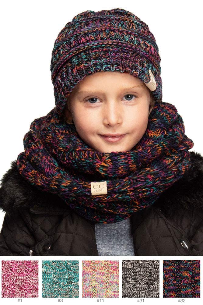 JINS CLOSET 2-9 years old Kids Children Girl Boy Multi Tone Ribbed Soft Warm Infinity Scarf