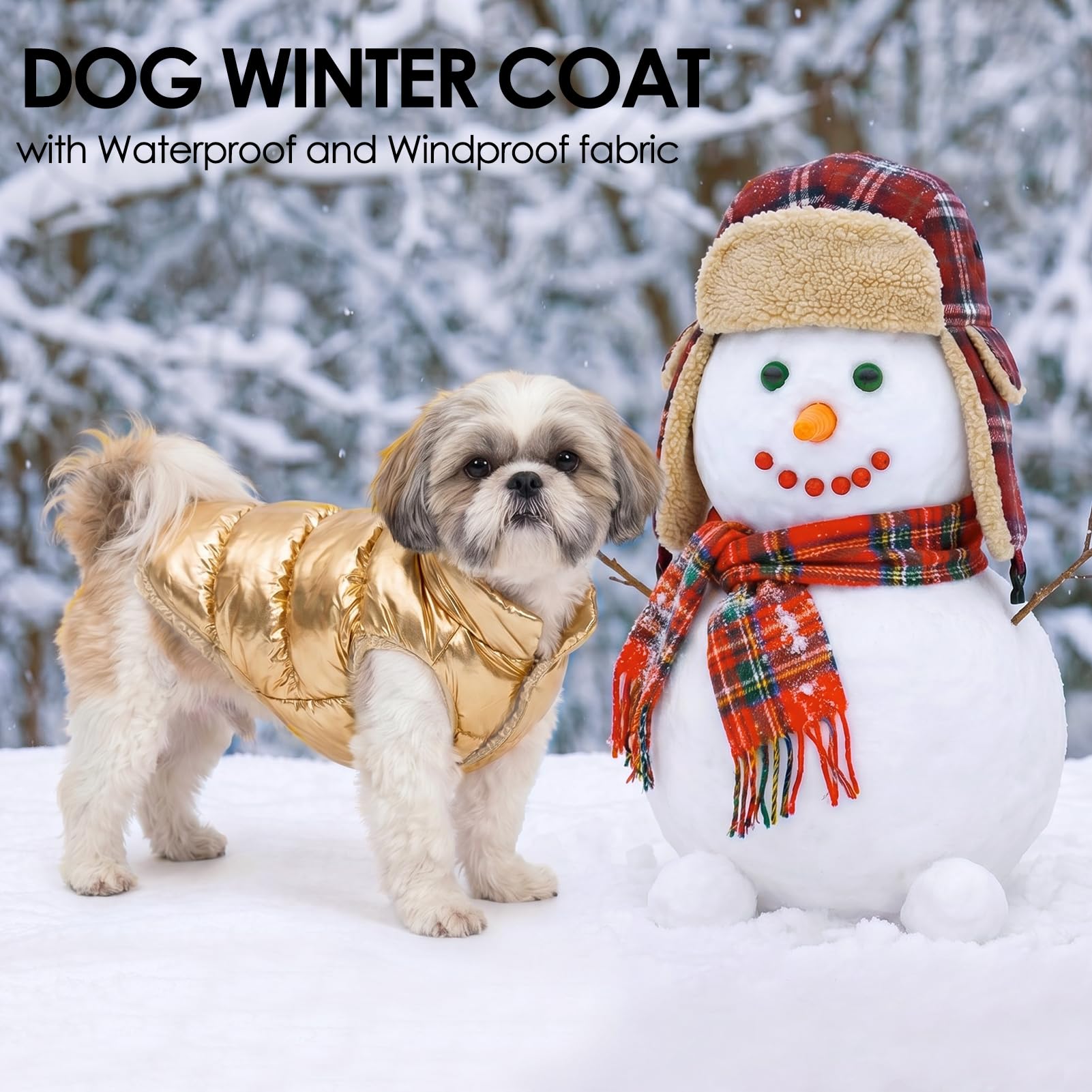 AOFITEE Traje de nieve para perro, abrigo para clima frío, chaqueta impermeable para perros pequeños, chaqueta ligera para perro, abrigo de invierno para perro, chaleco de forro polar cálido, ropa