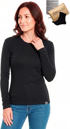 MERINNOVATION 100% Merino Wool Base Layer for Women - Long Sleeve Crew Neck Thermal Top Merino Wool Womens Shirt