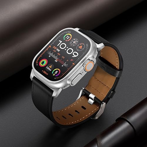 Vista 39 de UUPWPOKT Correa de cuero compatible con Apple Watch Ultra 3/2/1 Band de 1.929 in, 1.811 in, 1.772 in, 1.732 in, 1.654 in, correa de cuero genuino