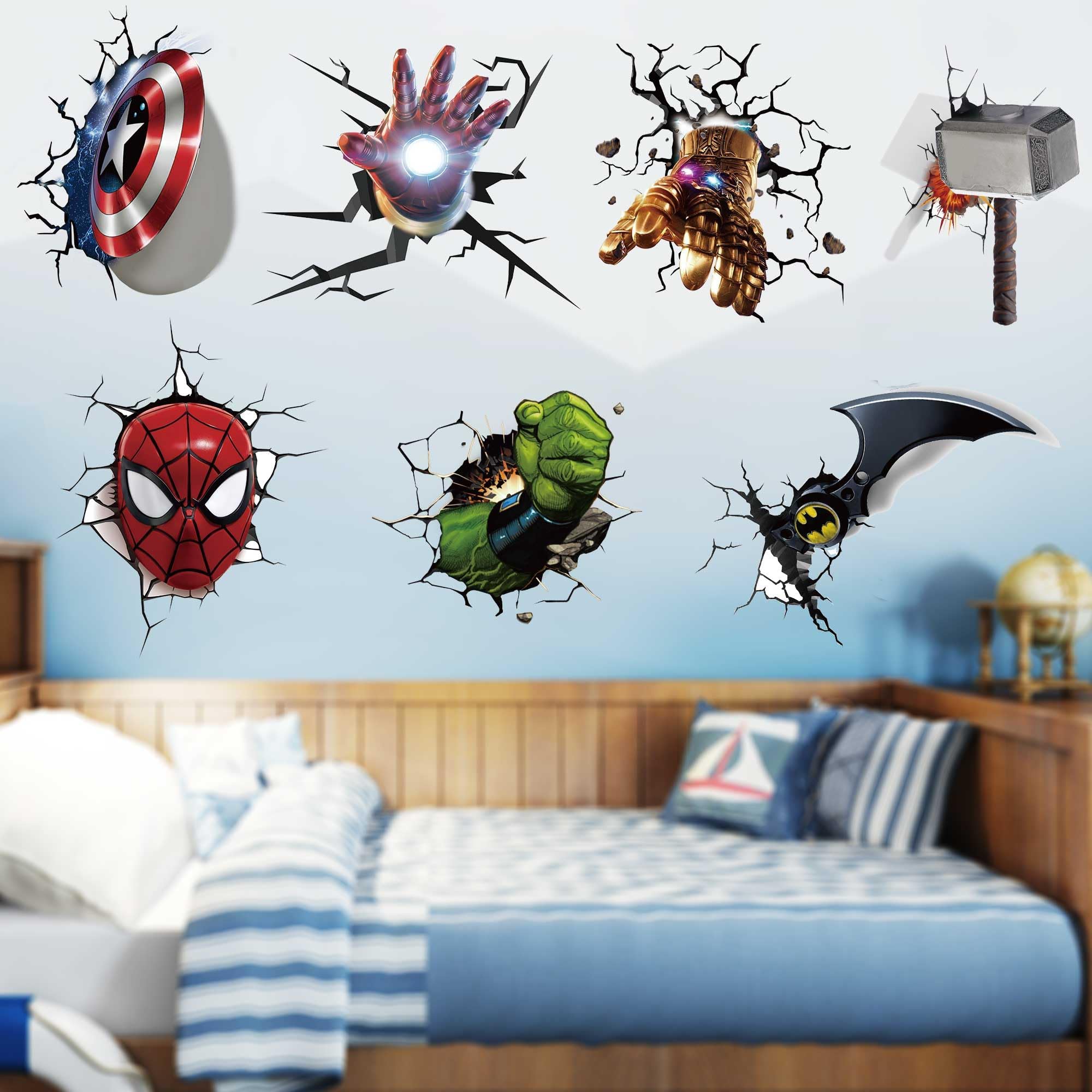 3D Wall Decals Poster for Kids, PVC Self-Adhesive Wall Decor Stickers for Boys Kids Bedroom Nursery Playroom