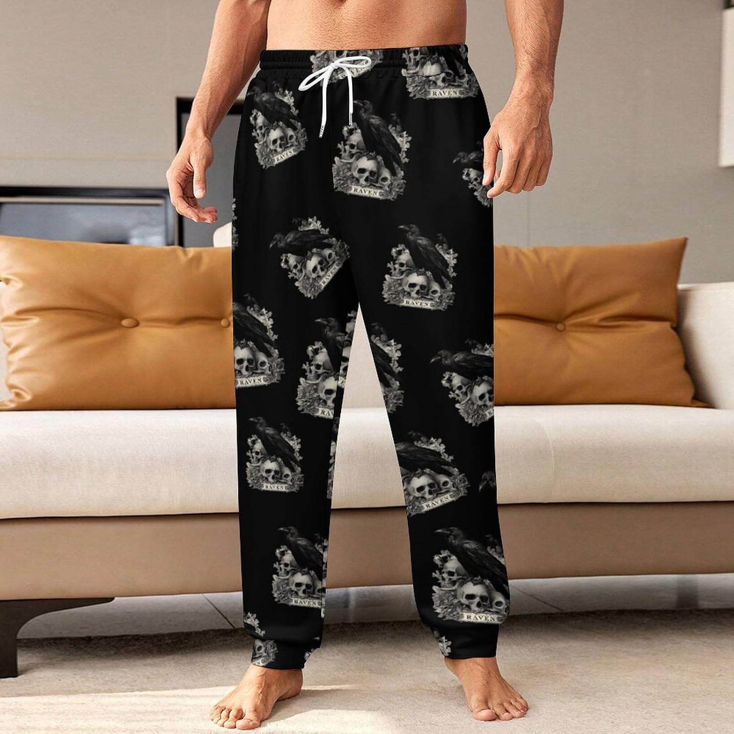 Ravens Crow on Skulls Casual Men's Sweatpants Lounge Pant 4X-Large
