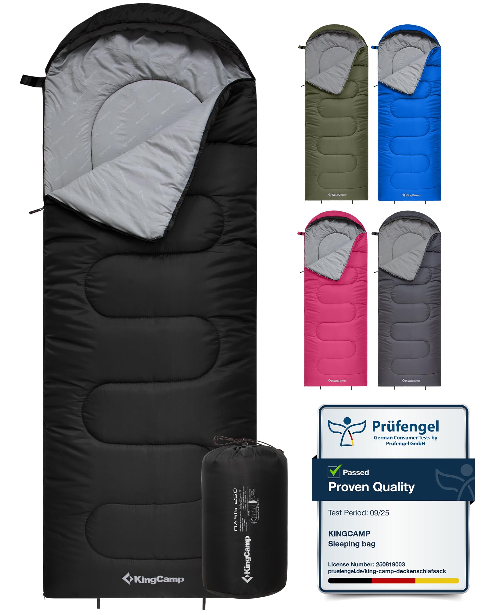KingCamp Sleeping Bag 3 Season- Lightweight Waterproof Camping Sleeping Bags Indoor & Outdoor Use for Adults for Camping with Compression Sack
