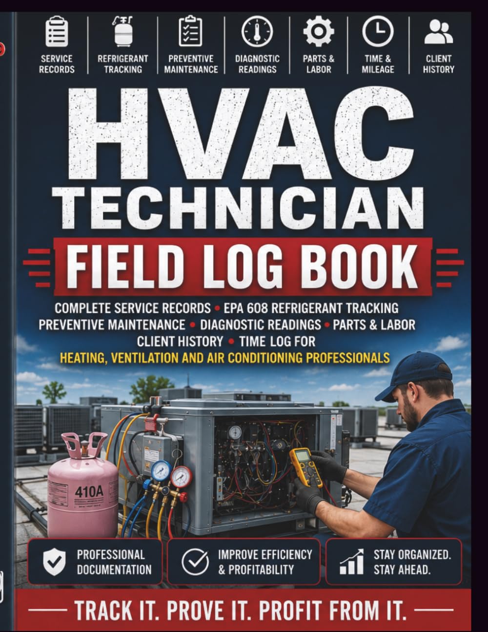 HVAC Technician Field Log Book: Complete Service Records, EPA 608 Refrigerant Tracking, Preventive Maintenance, Diagnostic Readings, Parts & Labor, ... and Air Conditioning Professionals