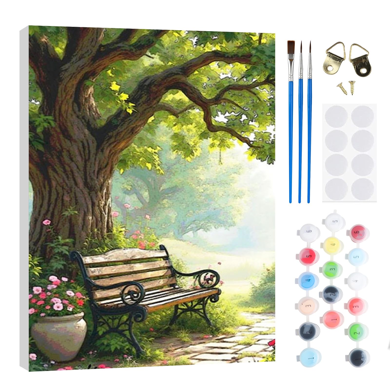 RICUVED DIY Chair Paint by Numbers for Adults -Landscape Canvas Oil Painting Kits,Craft Art Painting with Wooden Frame Kit Acrylic Pigment Drawing Paintwork for Gift Home 20x30cm