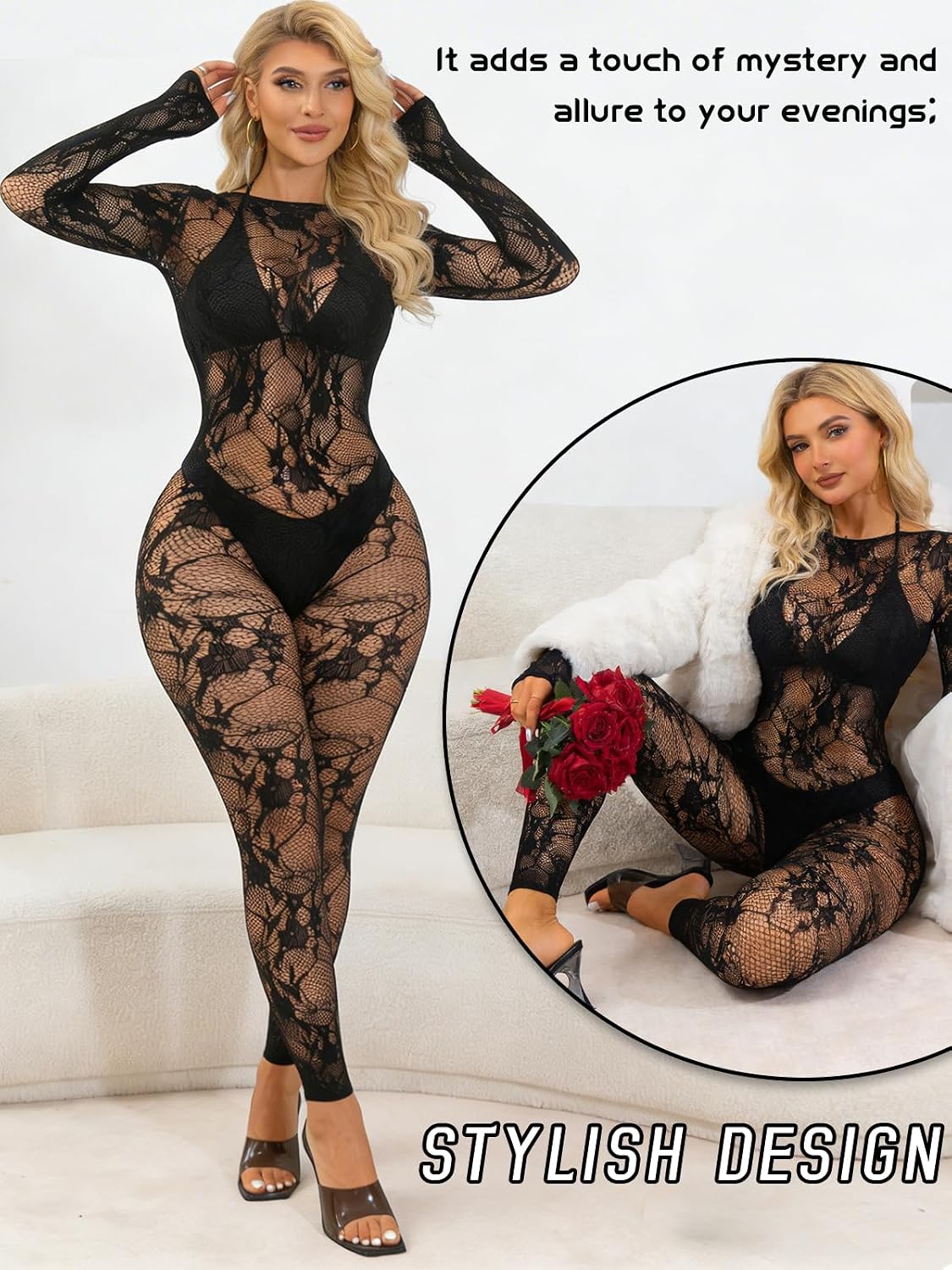 Buitifo Womens Sexy Tights Lingerie Body Stockings Mesh Bodysuit Nightwear