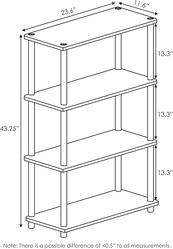 Vista 66 de Furinno Turn-N-Tube - Estantería multiuso de 5 niveles, estantería para exhibición, almacenamiento o libros, con tubos redondos, color cereza claro