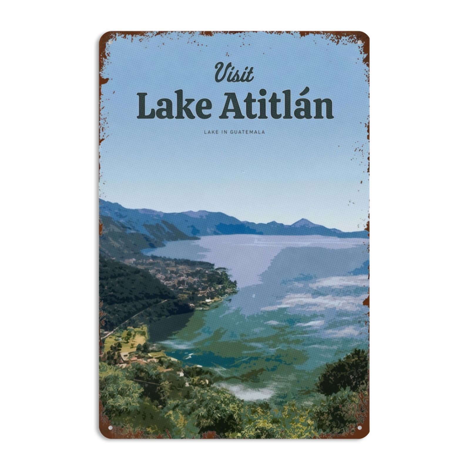 Kwqdozf As Pic Funny Visit Lake Atitlán Signs Wall Decor Vintage Metal Tin Sign Art Poster
