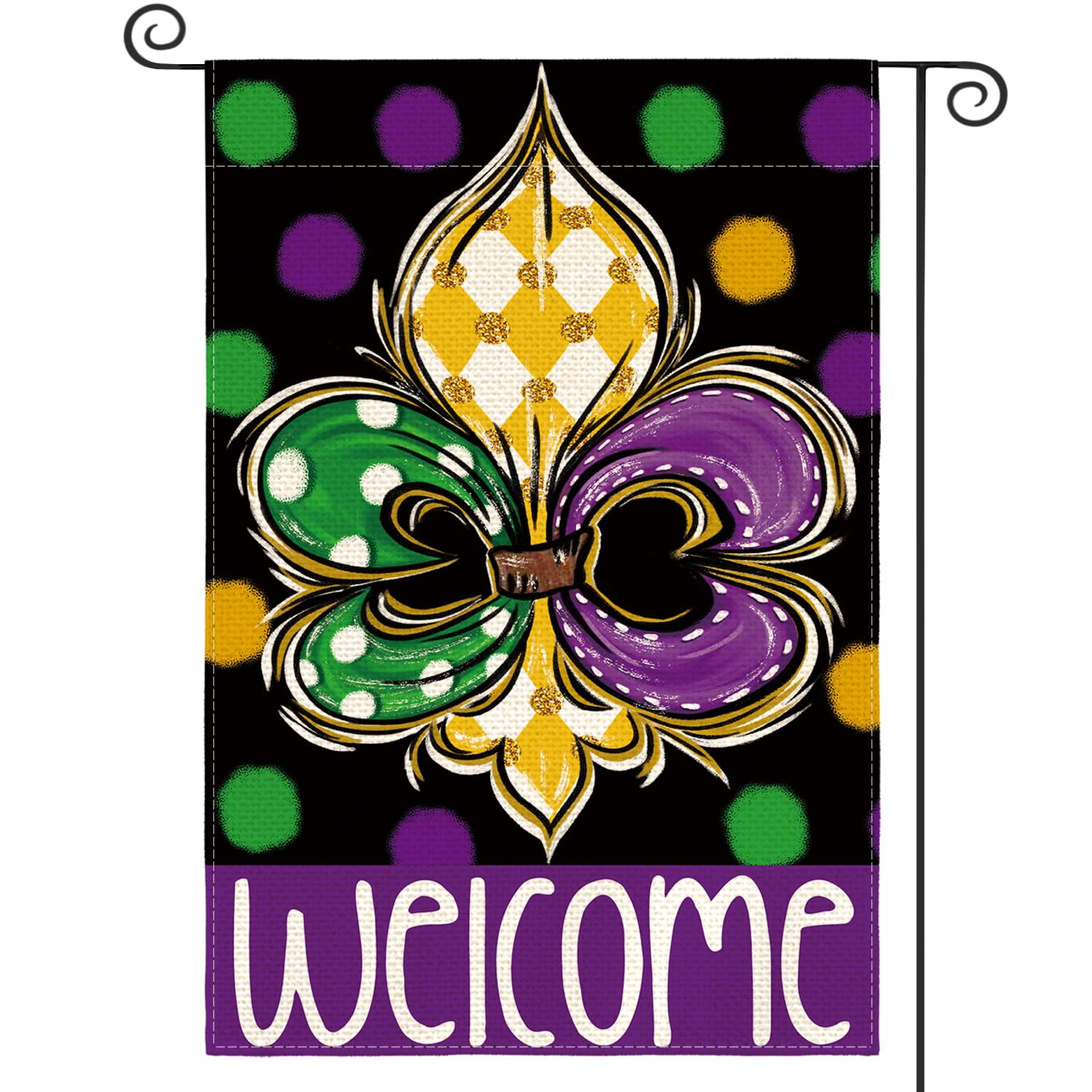 Drapeau de jardin bienvenue Carnaval décoration extérieure double face pour la maison