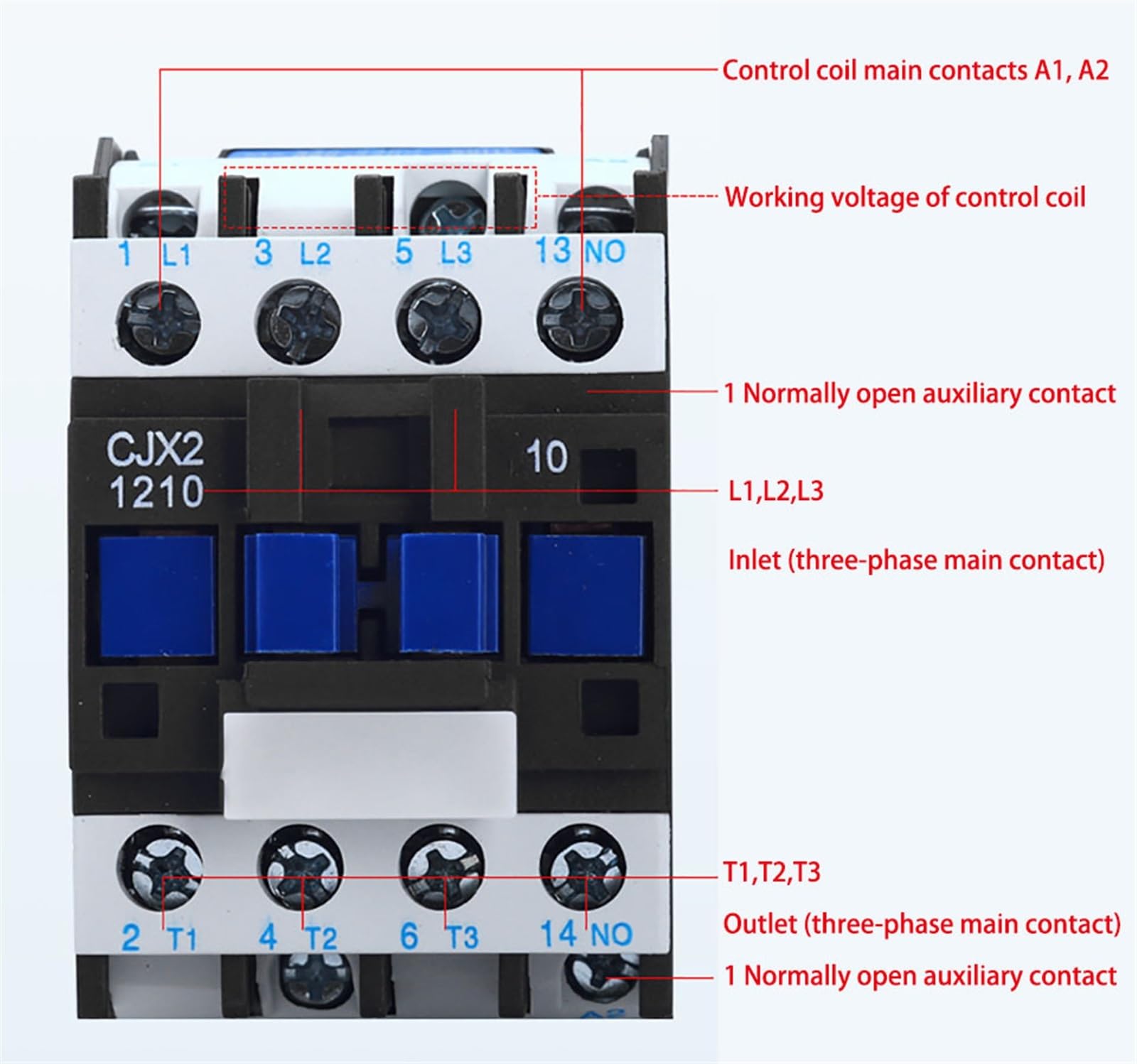 Stycznik AC CJX2 24 V/36 V/110 V/220 V/380 V, gruba srebrna końcówka, 4011 5011 6511, 8011, 9511, 1 sztuka/zestaw (Cjx2-5011,380V)