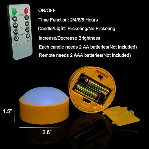 Miniatura 7 de Paquete de 4 luces de calabaza de Halloween con control remototemporizador, velas LED que funcionan con pilas, luces naranjas sin llama, velas