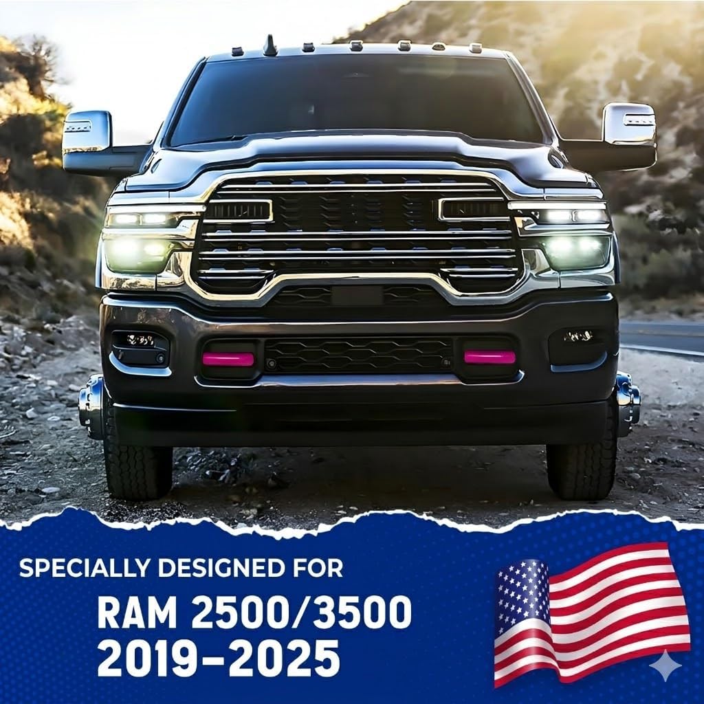 Tow Hook Covers Compatible with 2019 2020 2021 2022 2023 2024 2025 2026 Ram 2500/3500 Accessories - Tow Hitch Covers Fit for Ram Truck Accessories - Upgrade Design, Silicone Rubber (Deep Pink)
