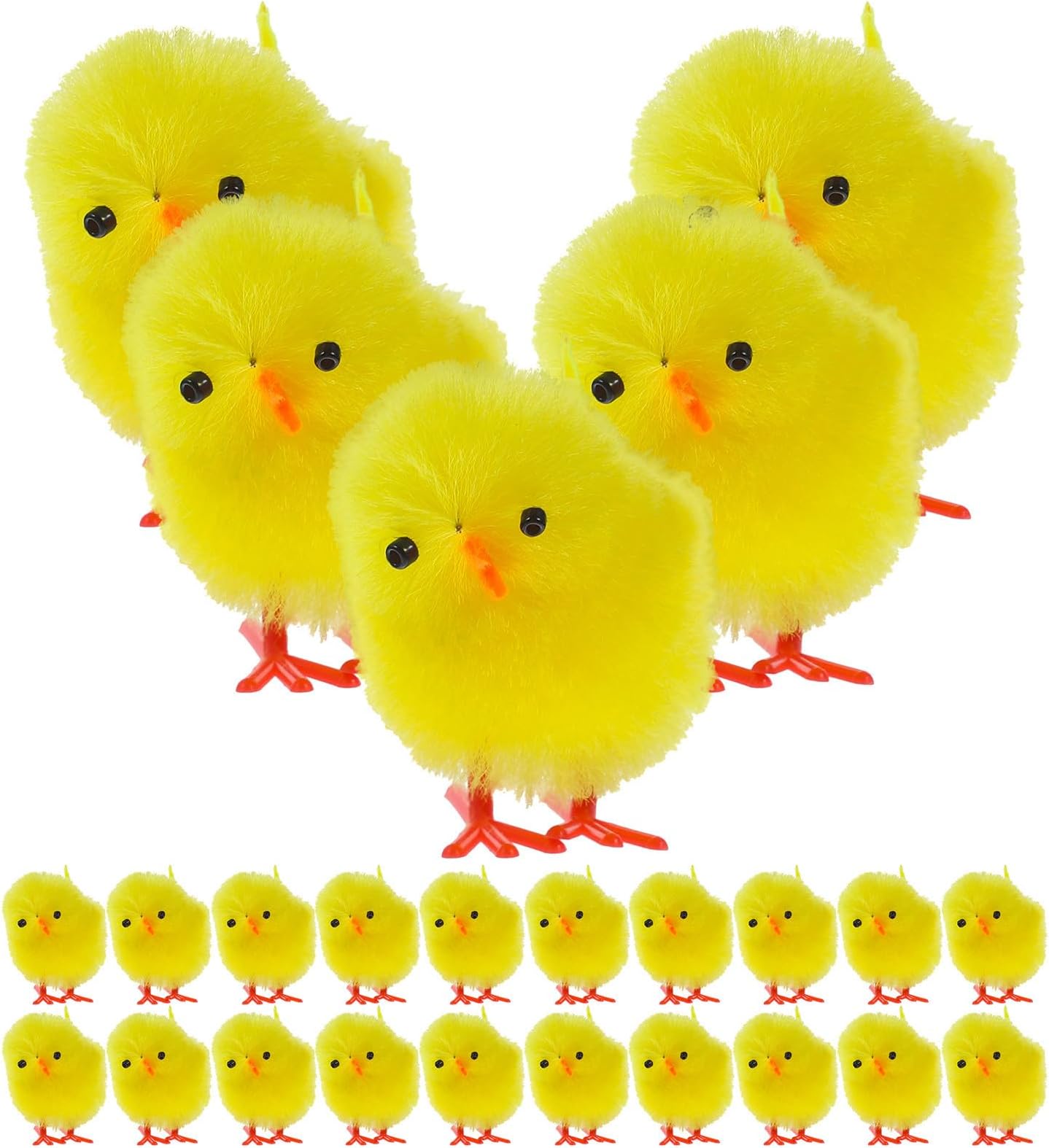 Angoily 36pcs Mini Plush Chick Figurines 1. 57 Inch Plastic Little Chick Toys for Home Party Garden Fairy Yard Decorations