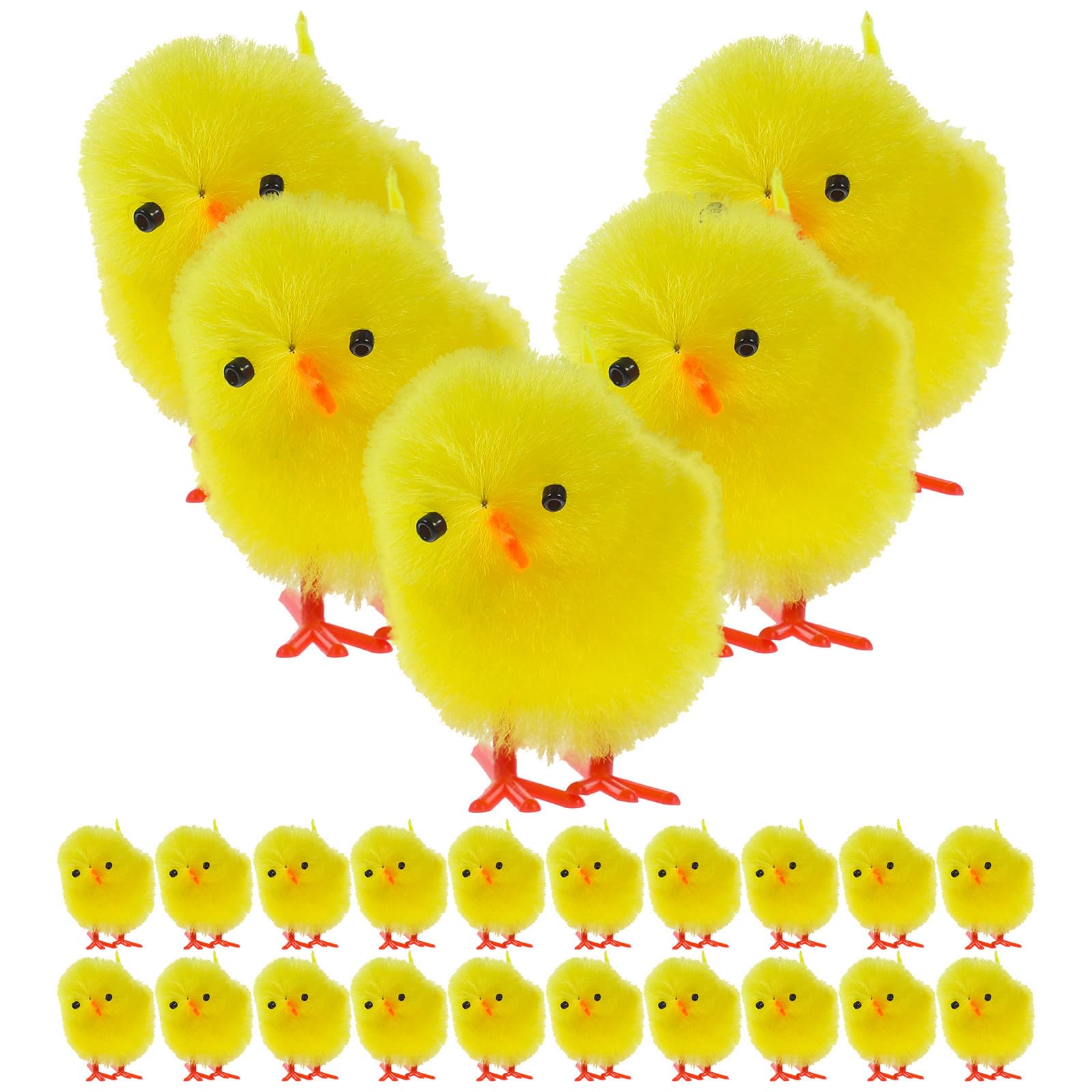 Angoily 36pcs Mini Plush Chick Figurines 1. 57 Inch Plastic Little Chick Toys for Home Party Garden Fairy Yard Decorations