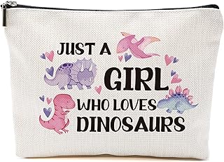 Dinosaur Makeup Bag Dinosaur Gifts for Girls Women Gifts for Adults Dinosaur Stuff Merch Animal Lover Funny Birthday Christmas Gift for Her Daughter Sister Bestie Just A Girl Who Loves Dinosaurs