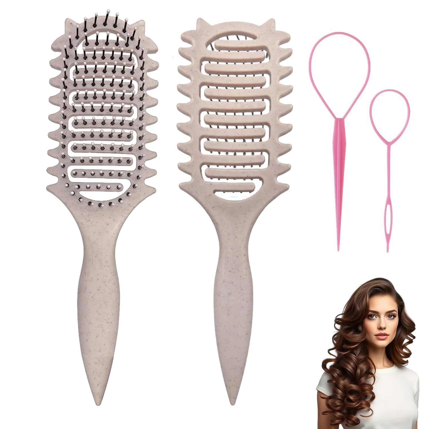 Curl Defining Brush, Wet Curly Hair Brush for Curly Hair, Vented Hair Brush for Detangling, Shaping and Defining Curls for Women and Men,Wet or Dry Hair