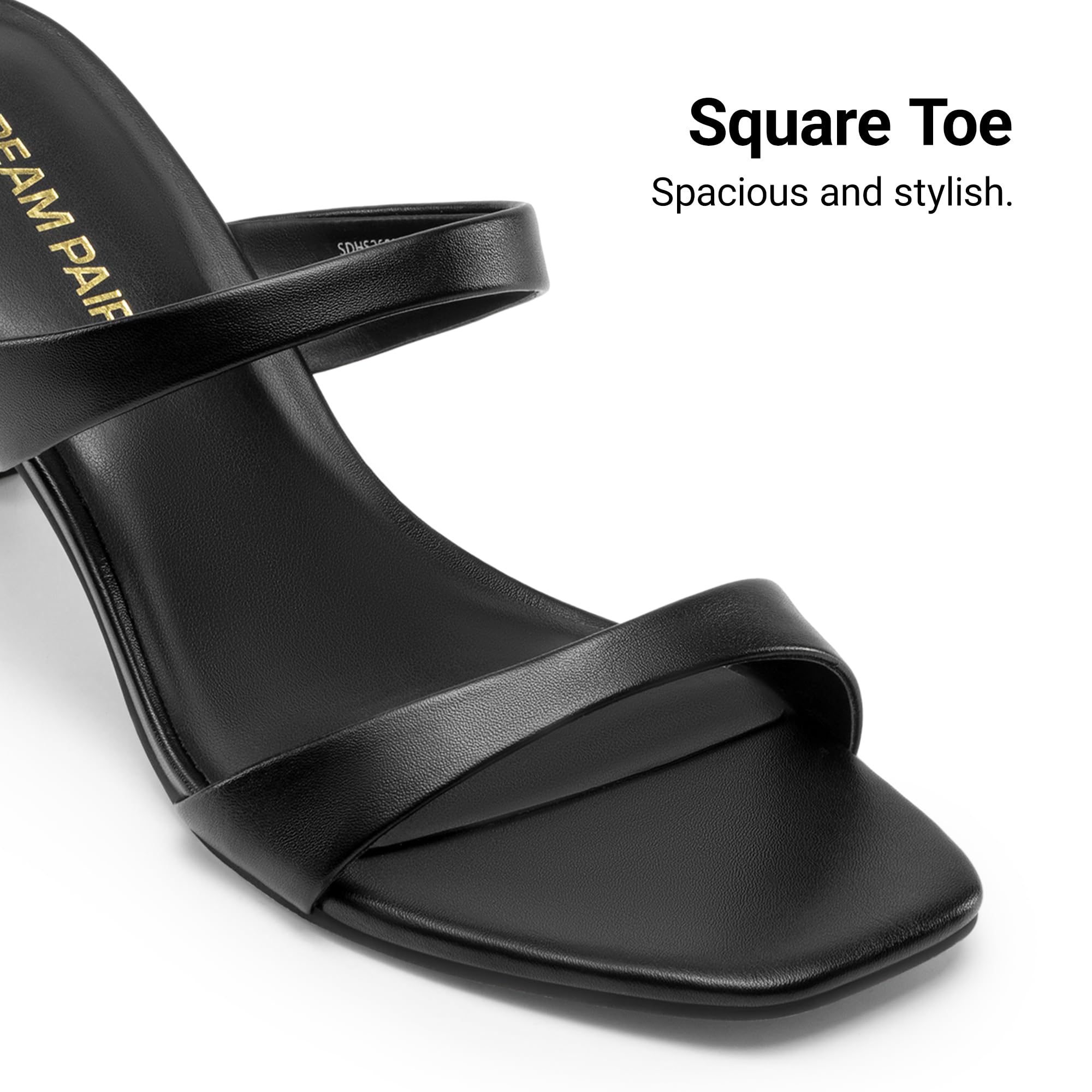 DREAM PAIRS Sandali da donna con tacco basso, punta quadrata, con due cinturini, stile casual, estivi