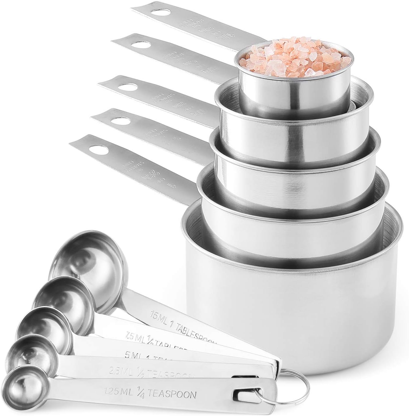 Stainless Steel Measuring Cups And Measuring Spoons 10-Piece Set, 5 Cups And 5 Spoons (2)