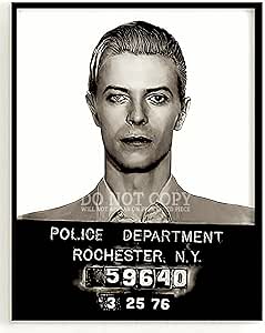 David Bowie Mugshot 2 Framed Poster Print - Black & White Artwork, Multiple Sizes