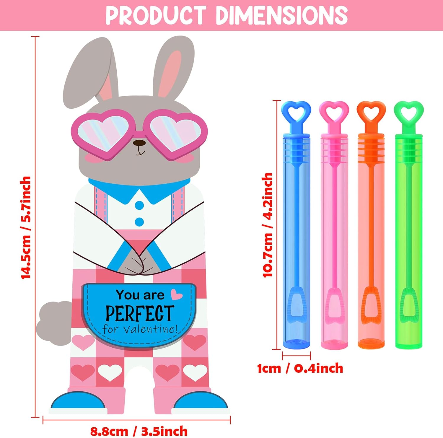 Valentines Day Gifts for Kids, 32 Pack Mini Bubble Wands with Valentines Animal Themes Greeting Cards for Kids, Valentine's Day School Prize Party Favor, Classroom Exchange Gift Set