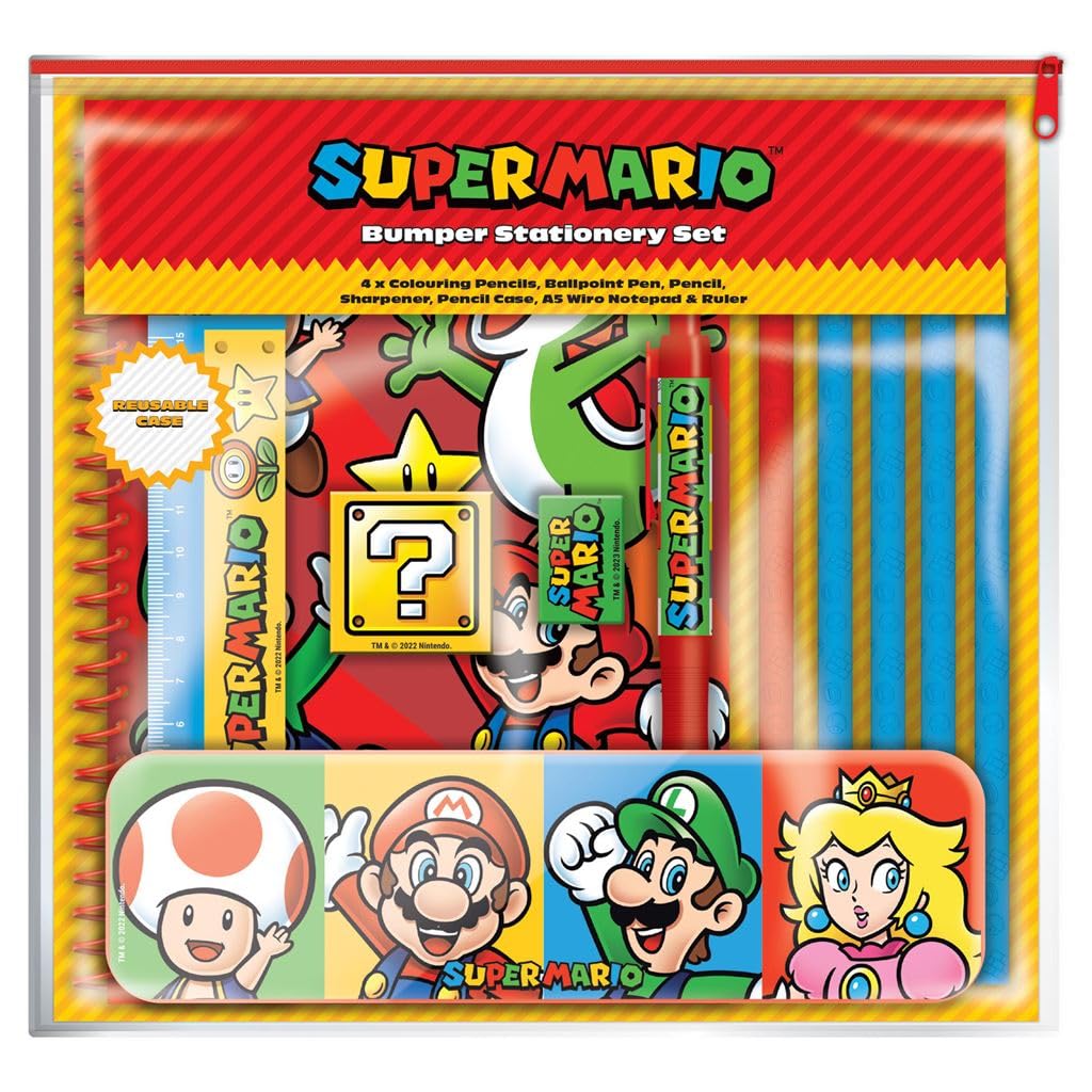 Amazon | スーパーマリオ バンパー文房具セット (コアカラーブロック
