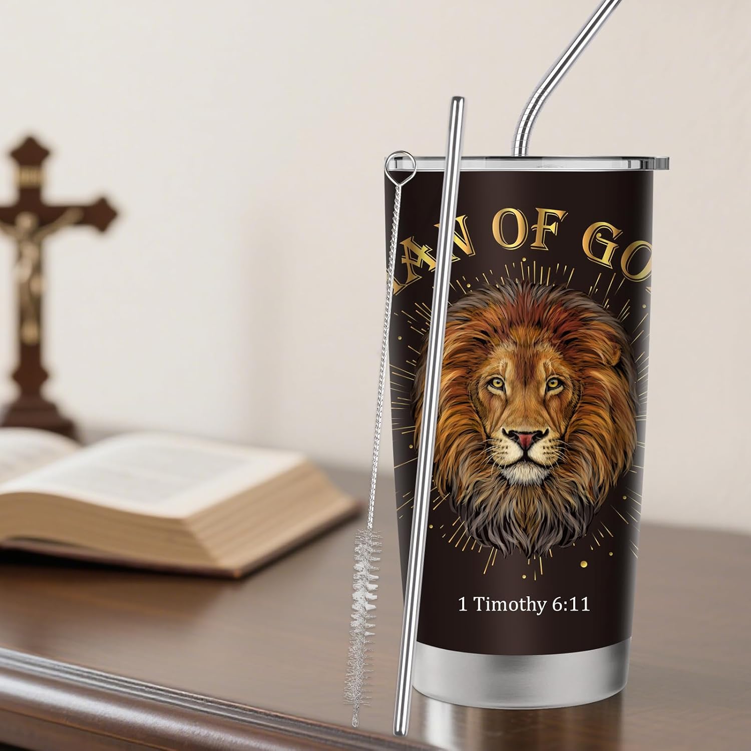 Christian Religious Gifts for Men: Bible Verse Stainless Steel Tumbler, Pastor Appreciation Gifts Man of God 20 OZ Coffee Cup, Faith Catholic Gift for Priest Dad Husband Birthday Christmas - Image 5