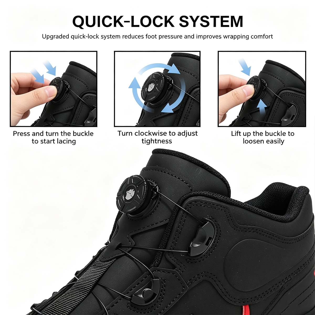 Stivali da Moto in Pelle per Uomo Scarpa da Motocicletta | Protezione Caviglia, Resistenti agli Urti, Chiusura Rapida, Impermeabile, Pista e Strada