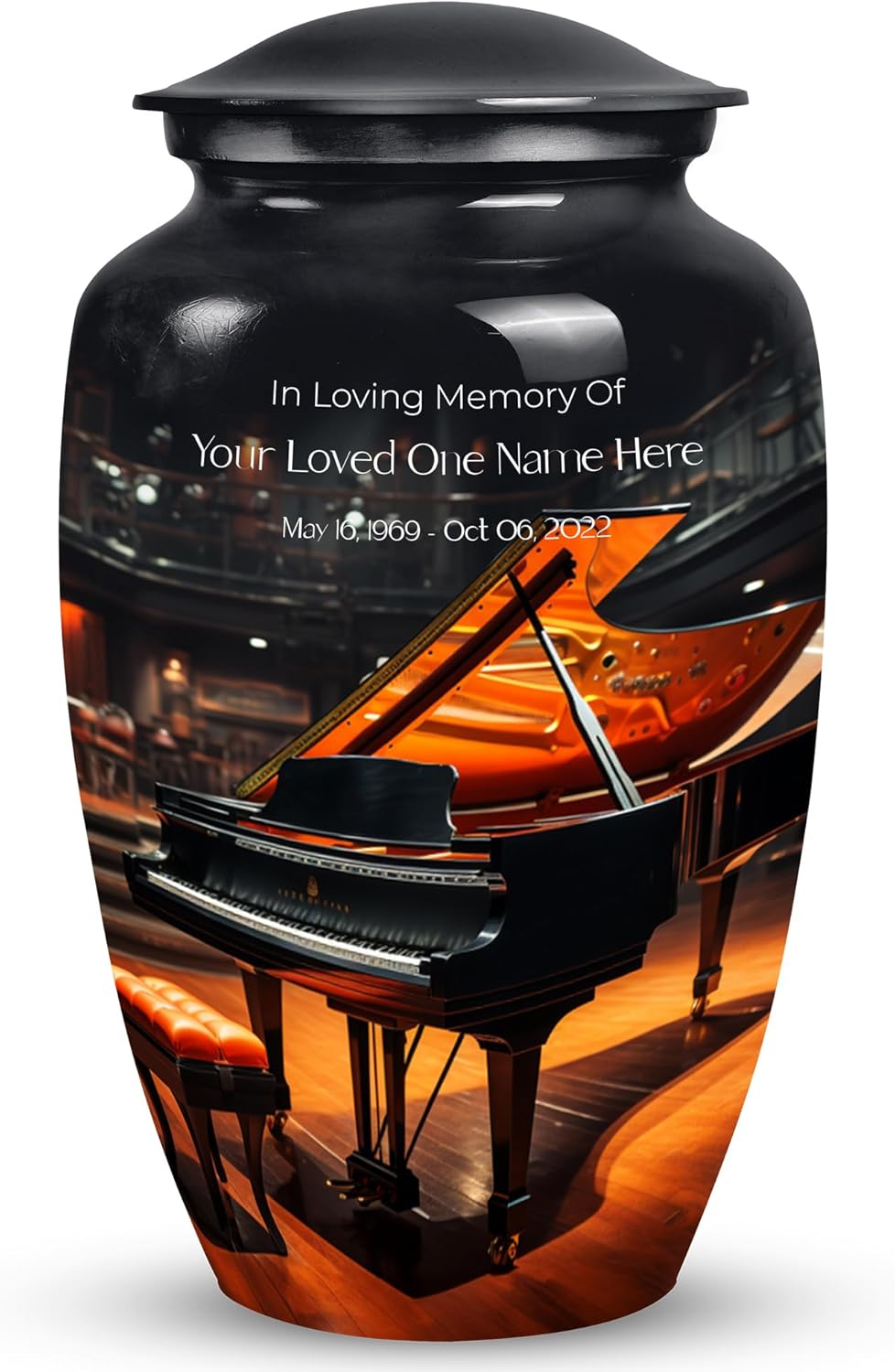 Grand Piano Urn for Ashes Adult Male, Modern Urns Ashes Female, Urns for Human, Companion Urn Two, Memorial Gift - Large 10"