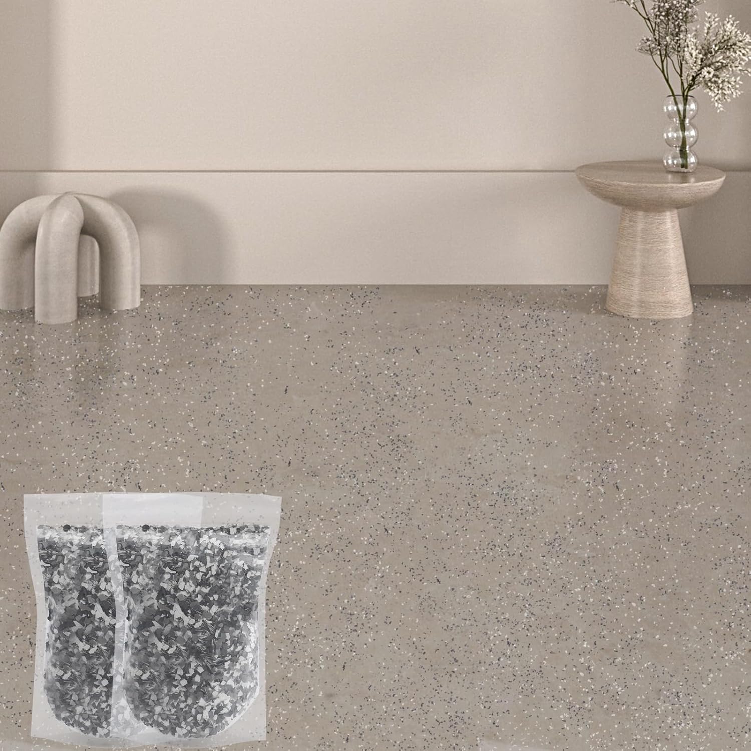 2800G 6.17Lb Blend Decorative Color Chips,Epoxy Flakes Blend Concrete Floor Coatings,Decorative Paint Flakes for Garage Floor Paint Interior Exterior Walls Floors(Black White Gray)