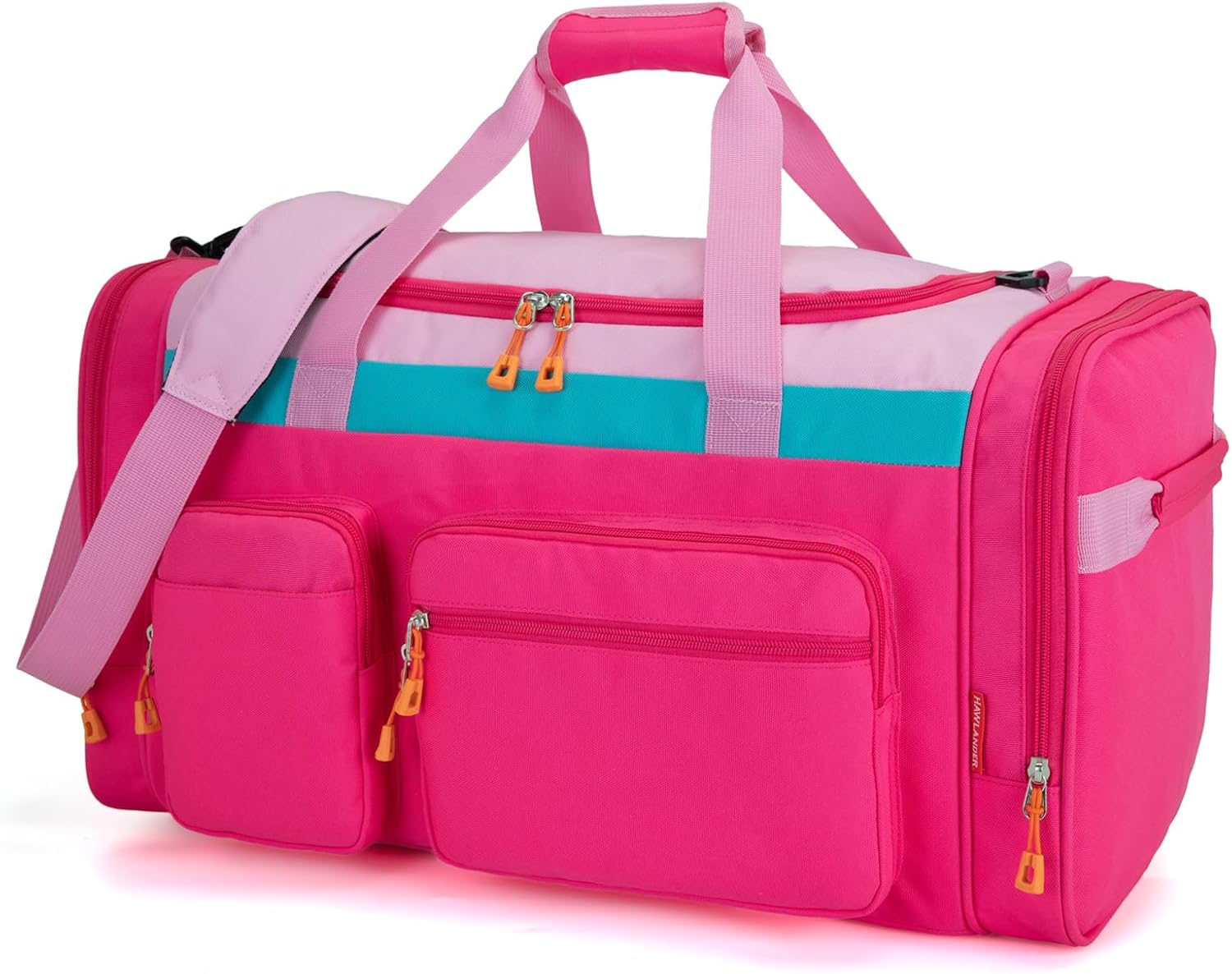 HawLander Large Kids Duffle Bag for Travel, Overnight, or Weekender, 22" inch (Pink Rose) - Image 2