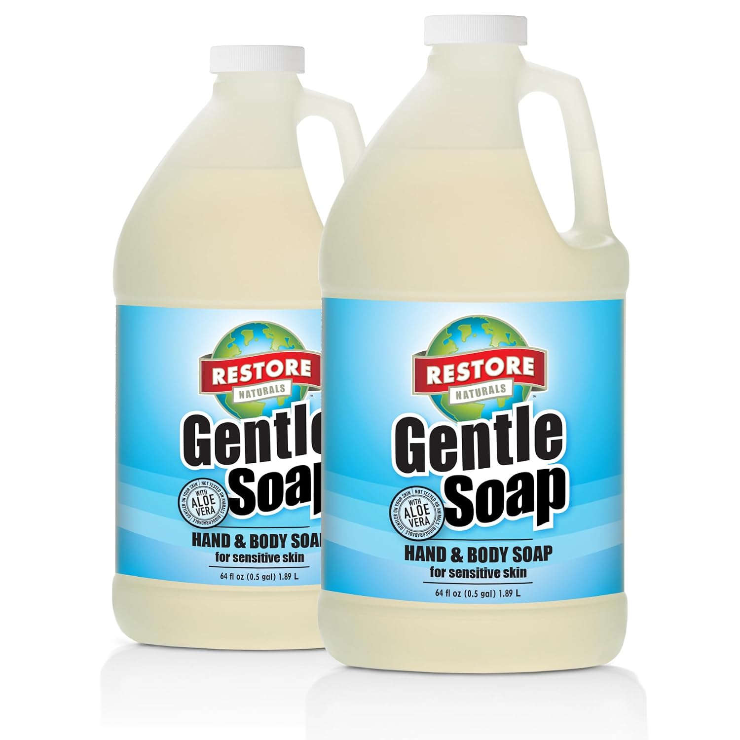 Restore Naturals Natural Gentle Hand Soap, Non-Toxic Hand & Body Soap Made, 2 PAck (64 Fl oz)