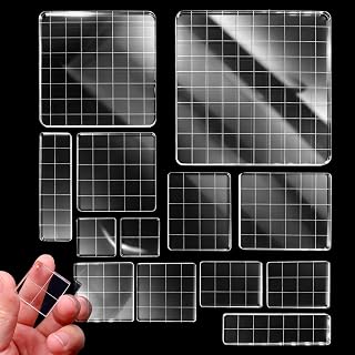 13 Stück Acryl Stempelblock Set, Klar Acrylblock für Silikonstempel