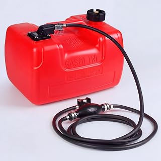 Portable Boat Tank 3 Gal, Outboard Marine Tank with 9.8ft Hose & Level Gauge