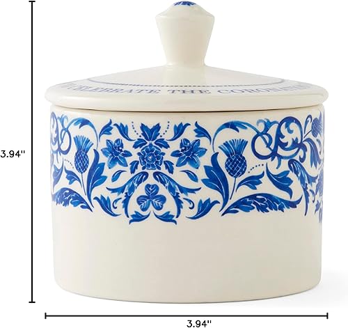 Miniatura 7 de Portmeirion Inicio y regalos Spode King Charles III Coronation - Azucarero cubierto con tapa de 9.5 fl oz, patrón azul y blanco fabricado en el