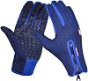 Unisex Sports Cycling Gloves Winter Warm Touch Screen Fleece Windproof Dark Blue Silicone M