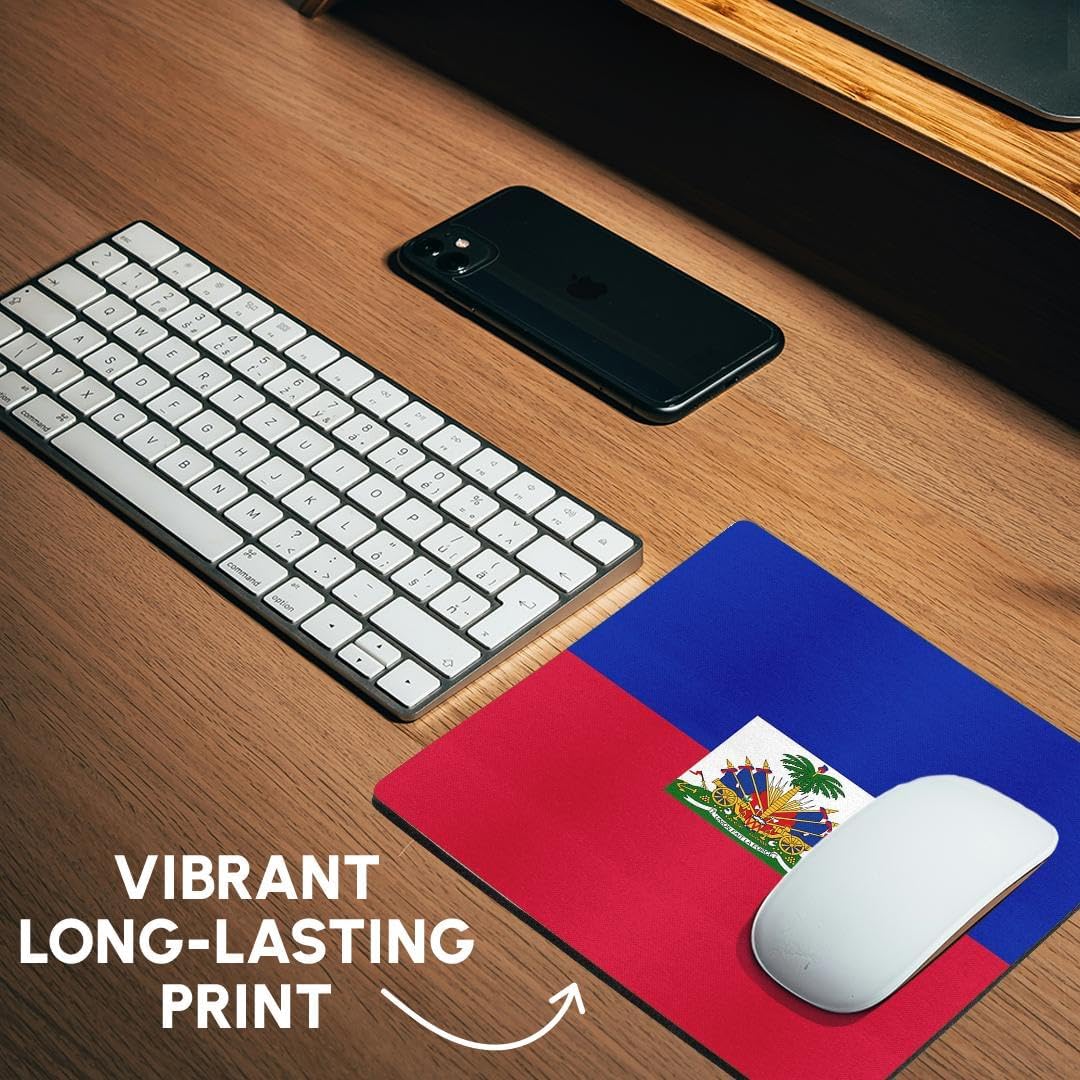 3dRose Flag of Haiti - Dark Navy Blue and red with Haitian Coat of arms - Caribbean Country World Souvenir Mousepad