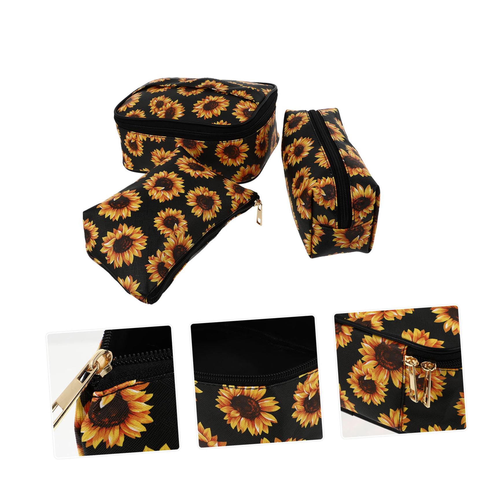 FRCOLOR 9 sacchetti cosmetici di girasole per cosmetici, da viaggio, con capacità, mini beauty case, da viaggio, classico, in similpelle, come mostrato nell'immagine., 21x16cm