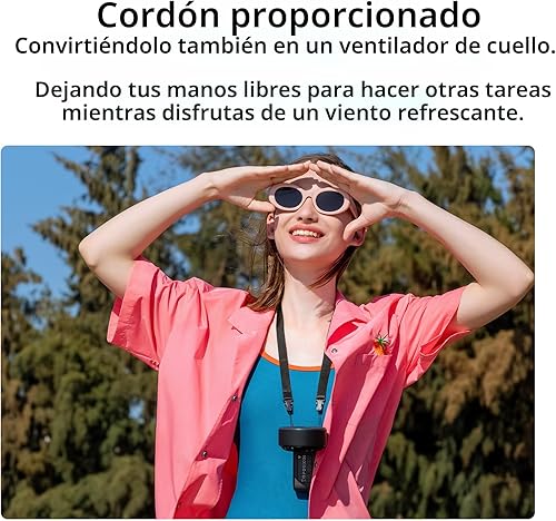 Miniatura 6 de JISULIFE Ventilador de mano Life7 - Máxima flexibilidad motor de alta potencia, pantalla LED, 19.5 horas de refrigeración, 5000mAh recargable, 5