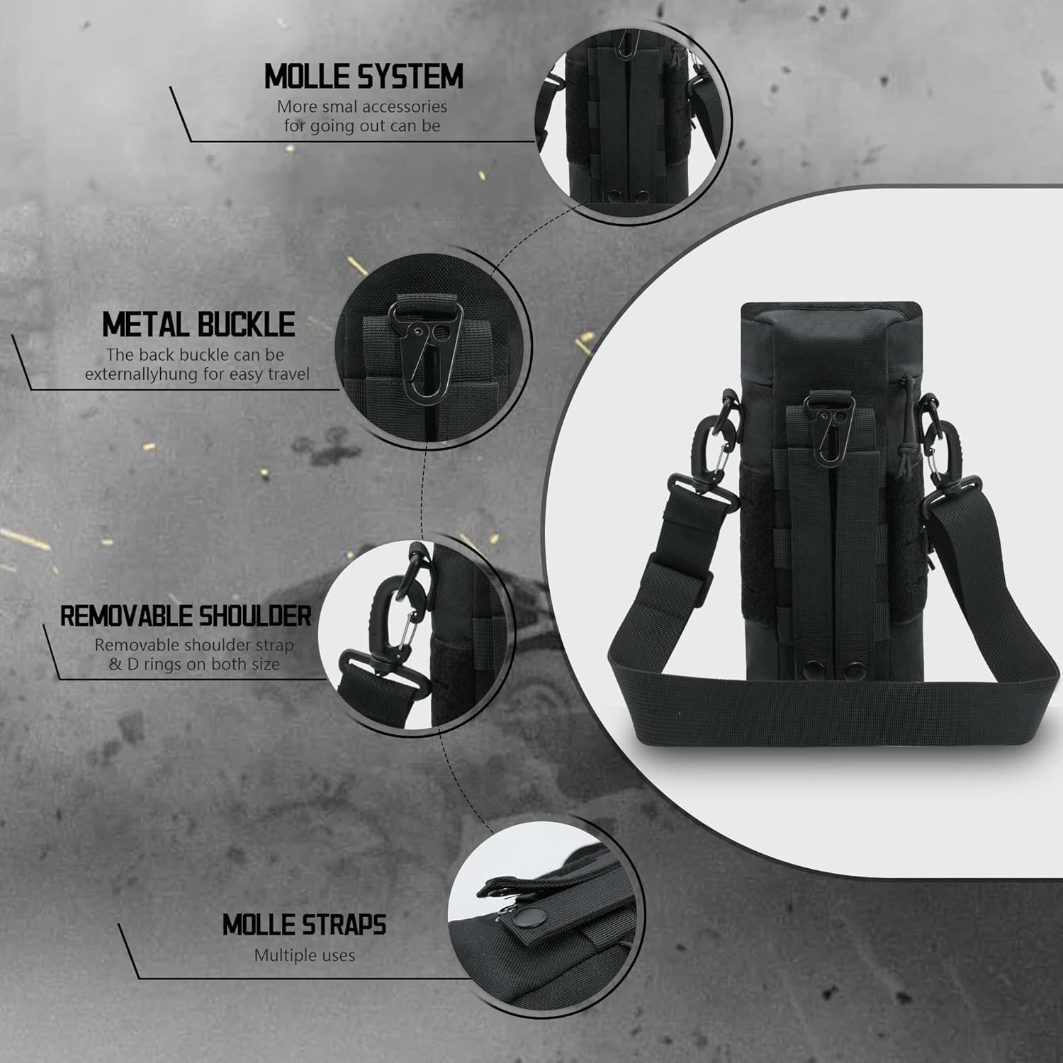 Tactical Water Bottle Pouch, Military Army Molle Water Pouches Carrier Holder for Hiking Camping Outdoor Sport Travel - Image 6