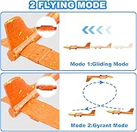 Vista 3 de Fuwidvia Paquete de 3 juguetes de lanzador de aviones, 13.2 pulgadas, planeador de espuma LED, juguete de catapulta para niños, 2 modos de vuelo