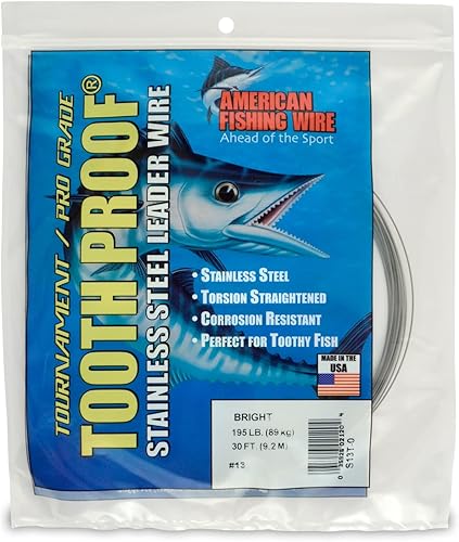 Miniatura 88 de AFW Alambre duro de acero inoxidable a prueba de dientes, brillante y camuflaje para tiburón, barracuda, caballa real, Wahoo, protección contra