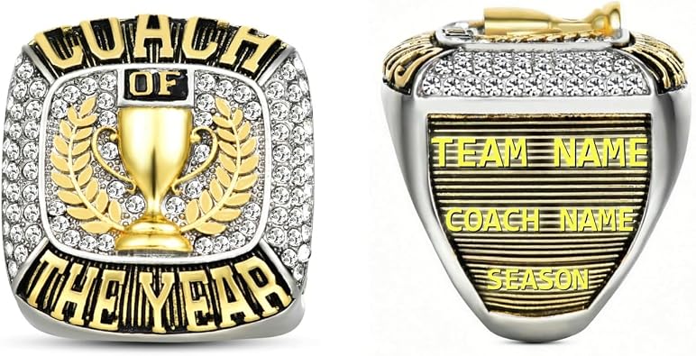 Personalized Coach Championship Ring, Custom Coach Award Ring with Team Name Coach Name and Season, Sports Championship Gift for Football Basketball Baseball Coaches