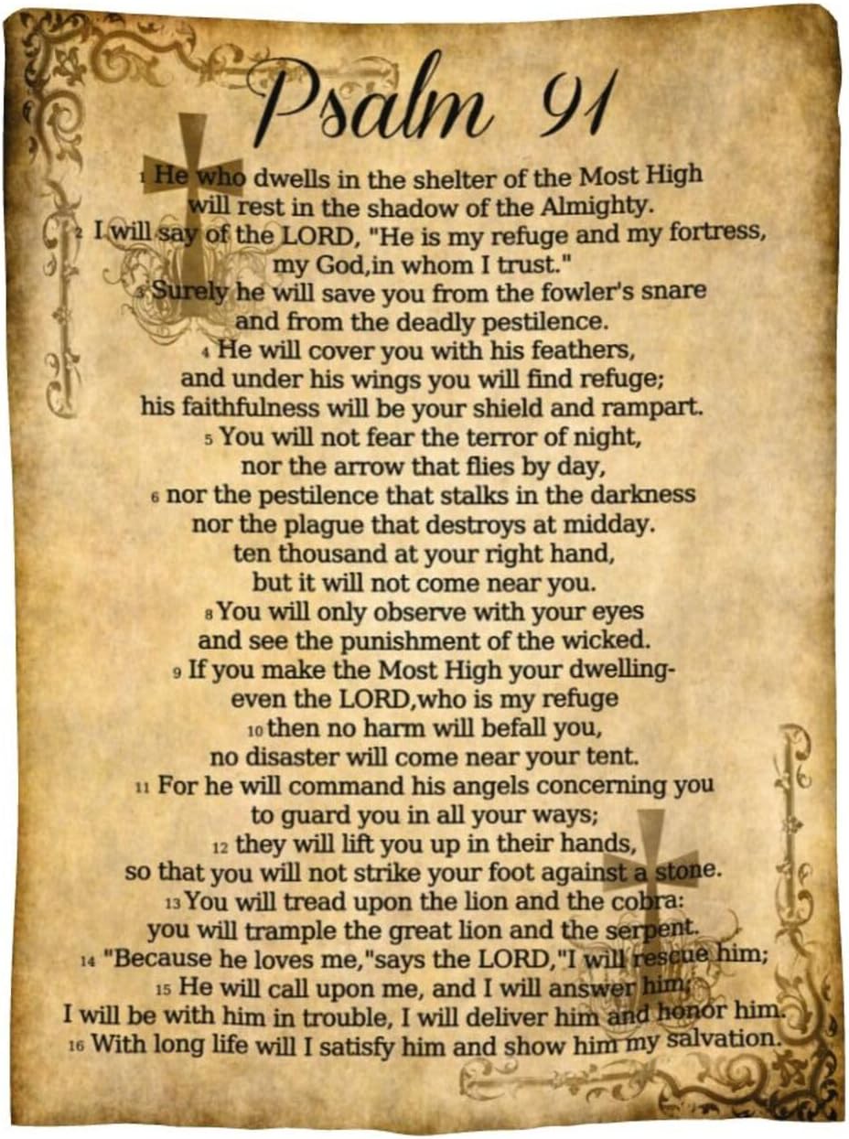 Psalm 91 Gifts Blanket for Women Christian Gifts Faith Bible Religious Gifts Christian Inspirational Blankets Soft Flannel Throw Blanket 50"X40" - Image 2