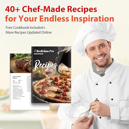 Miniatura 6 de Beelicious Freidora de aire 8 en 1, compacta, inteligente, 4 cuartos de galón, recordatorio de agitación, freidora digital de 450 F con tecnología