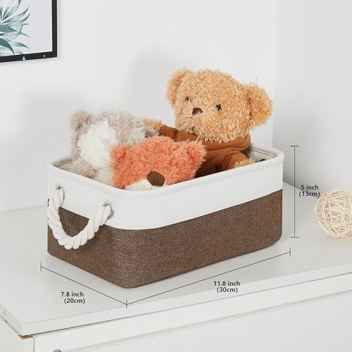 Vista 45 de Bidtakay Canastas pequeñas de almacenamiento de lona con asas [6 unidades] Contenedores de almacenamiento de tela azul marino de 11.8 x 7.8 x 5