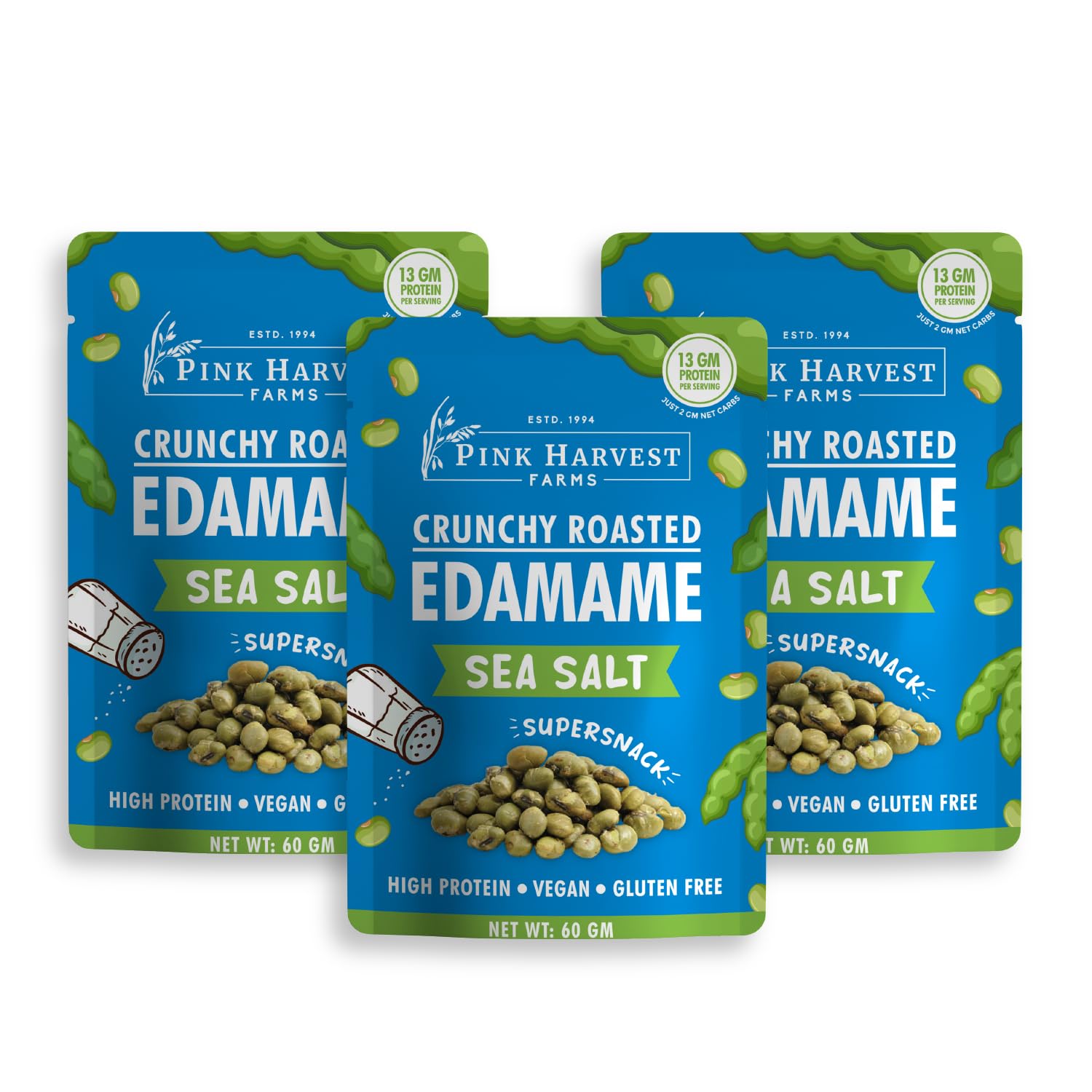 Pink Harvest Farms Crunchy Roasted Edamame Sea Salt Vegan Gluten