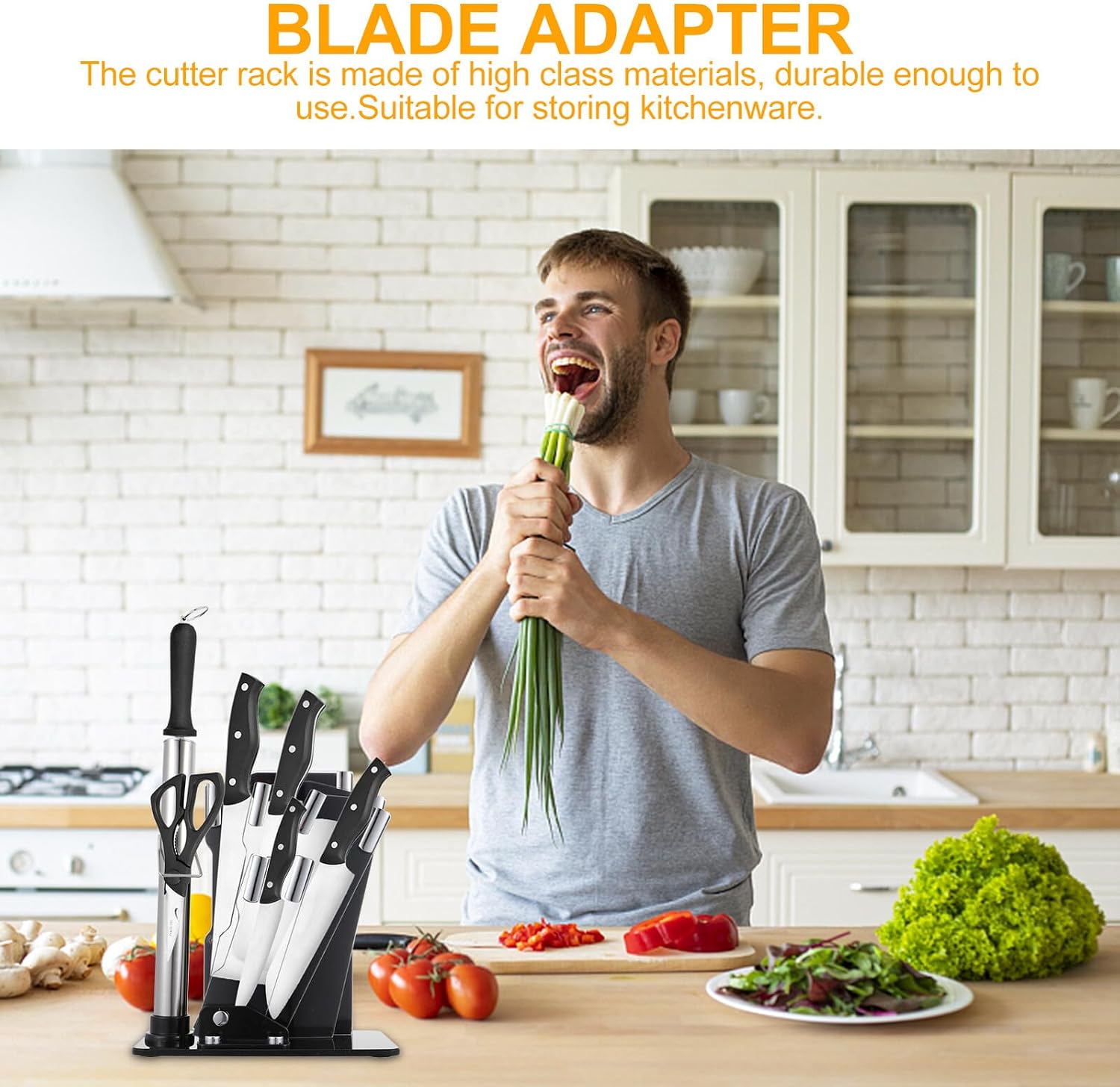 Multi-slot Bevel Cutter Rack Kitchen Desktop Cutter Storage Holder Acrylic Knife Block Household Kitchen Organizer for Countertop
