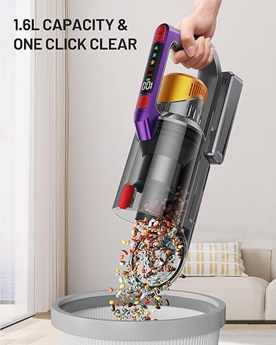 Miniatura 7 de Aspiradora inalámbrica, 600 W, 50 KPA, 70 minutos, aspiradora para el hogar, aspiradora de pie con aromaterapia y pantalla LED, aspiradora