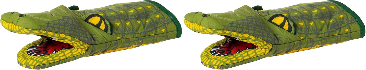 Novelty 3D Alligator Souvenir Oven Mitts Green (Pack of 2)
